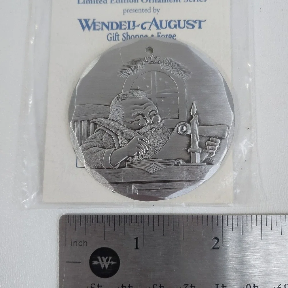 Wendell August Forge Vtg‎ Christmas Ornament Santa Checking List 1996